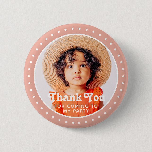 Thank You For Coming Modern Dots Custom Photo Button (Front)