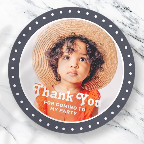 Thank You For Coming Modern Dots Custom Photo Classic Round Sticker