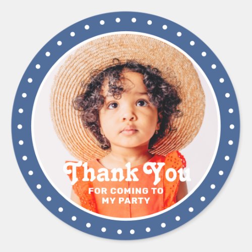 Thank You For Coming Modern Dots Custom Photo Classic Round Sticker