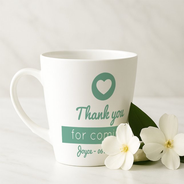 Thank You for Coming Modern Mint Green Heart Event Latte Mug (Creator Uploaded)