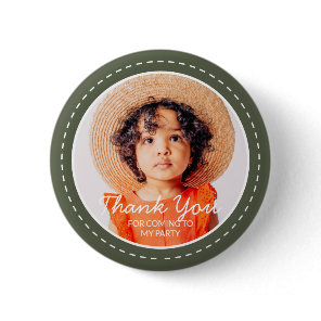 Thank You For Coming Modern Preppy Custom Photo Button