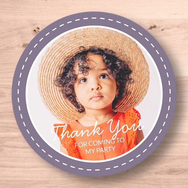 Thank You For Coming Modern Preppy Custom Photo Classic Round Sticker (Creator Uploaded)
