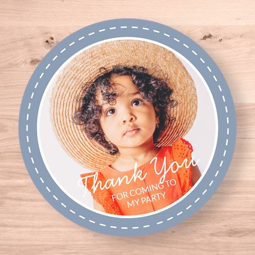 Thank You For Coming Modern Preppy Custom Photo Classic Round Sticker