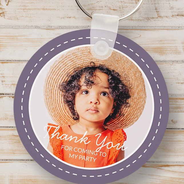 Thank You For Coming Modern Preppy Custom Photo Keychain (Creator Uploaded)