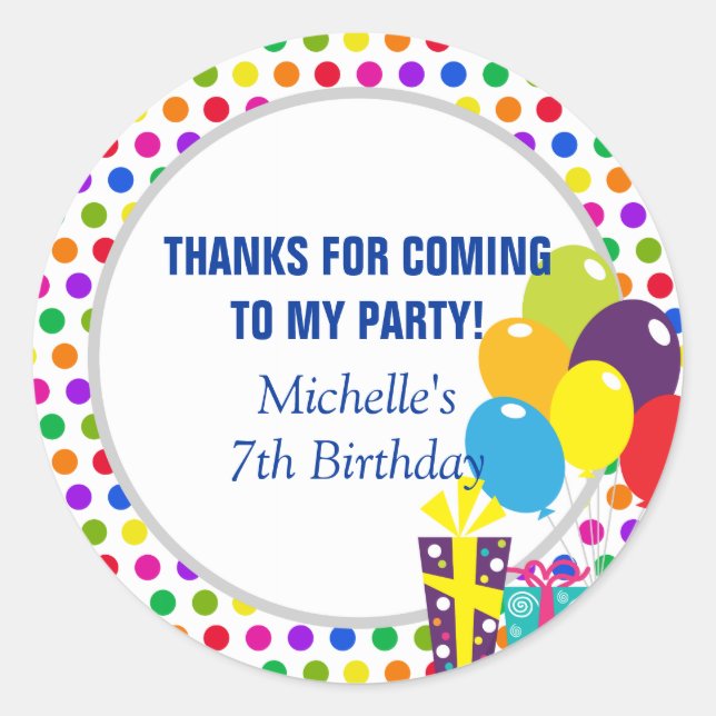 Thank You for Coming - Party Favor Sticker (Front)