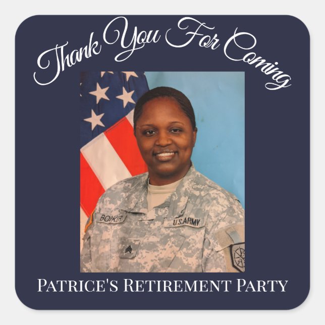 Thank You For Coming Patrice's Retirement Photo Sq Square Sticker (Front)