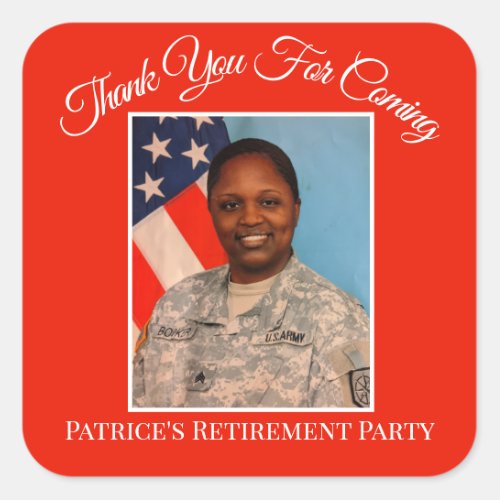 Thank You For Coming Patrices Retirement Red Square Sticker