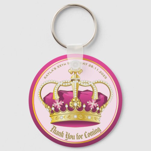 Thank You for Coming Pearl Crown Gold Pink Girly Keychain