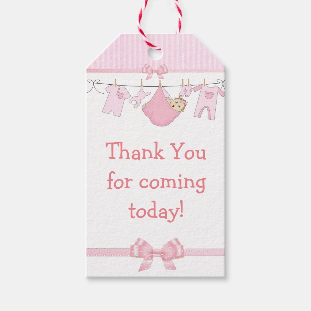 Thank you for Coming Pink Baby Shower Gift Tag Zazzle