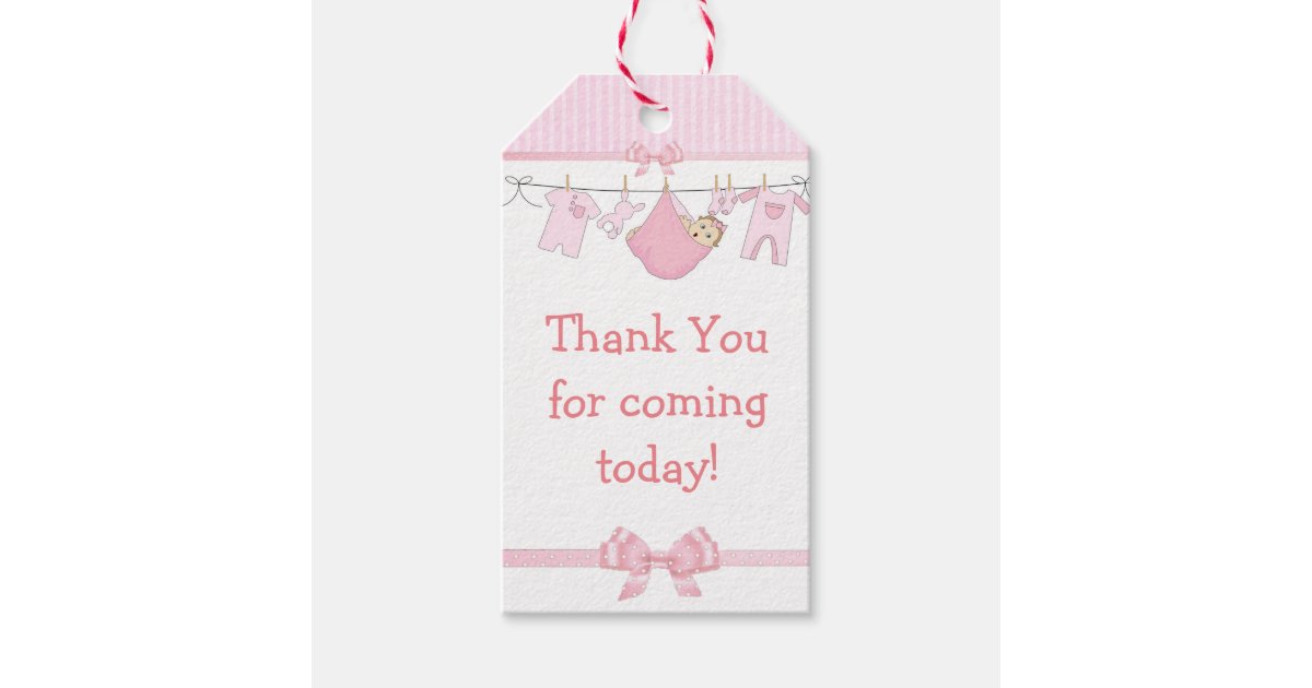 Thank You For Coming Pink Baby Shower Gift Tag Zazzle Com