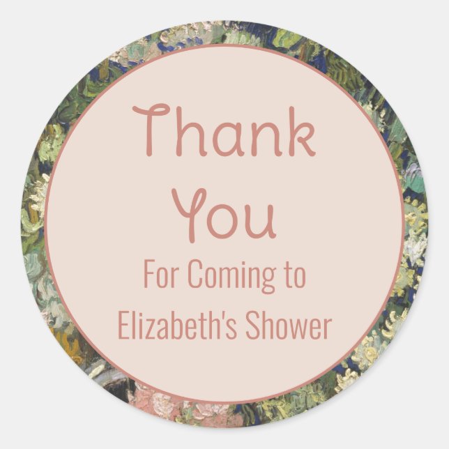 Thank You for Coming Pink Baby Shower Name Classic Round Sticker (Front)