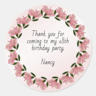 Thank You for Coming - Pink Hibiscus Photo Classic Round Sticker