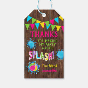 Thank you for coming pool party favor tag