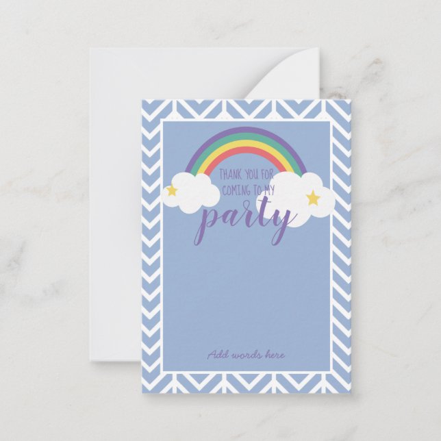 thank you for coming rainbow party favor hair tie note card (Front)