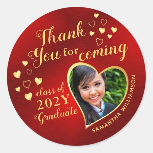 Thank You for Coming Red 2024 Graduation Favors Classic Round Sticker