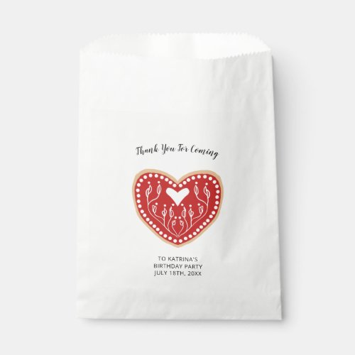 Thank You For Coming Red White Folk Heart Birthday Favor Bag