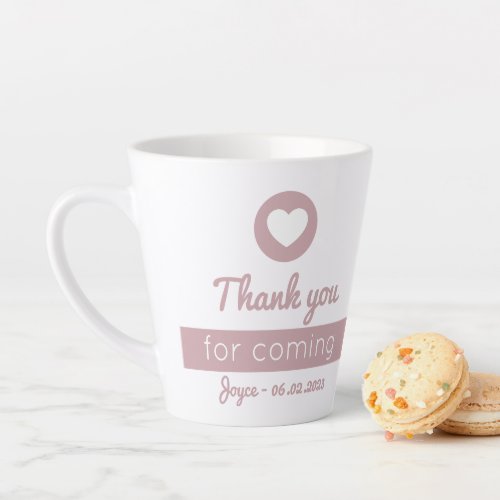 Thank You for Coming Soft Pink Heart Wedding Favor Latte Mug