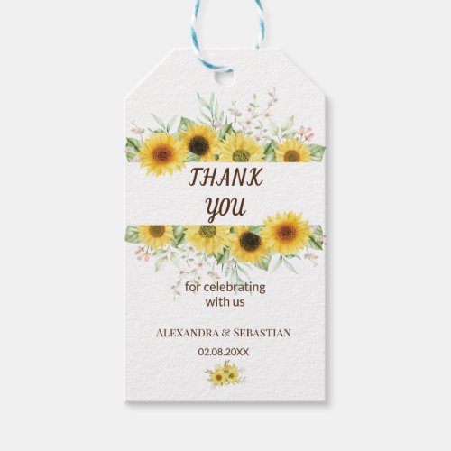 Thank you for coming sunflower wedding favor tag