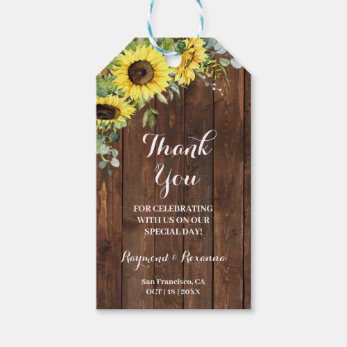 Thank You for Coming Sunflowers Wedding Favor Gift Gift Tags