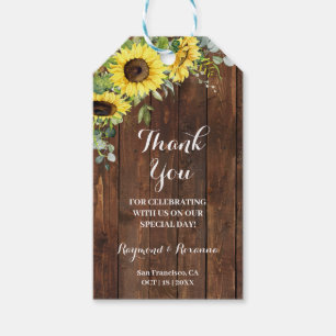 Thank You for Coming Sunflowers Wedding Favor Gift Tags
