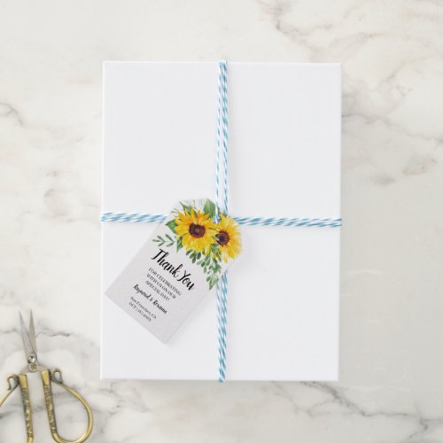 Thank You for Coming Sunflowers Wedding Favor Gift Tags