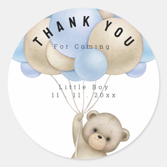 Thank You For Coming Teddy Bear Balloon Sticker (Front)
