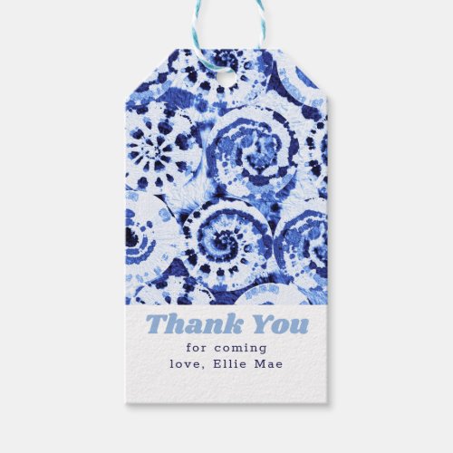 Thank You for Coming Tie Dye Blue Shibori Art Gift Tags