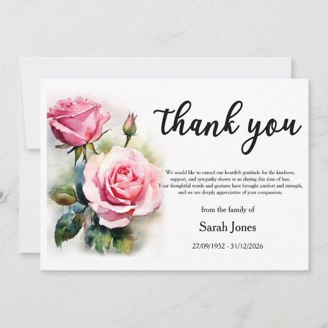 Thank You for Coming to a Funeral with Roses Invitation (Front)