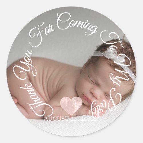 Thank You For Coming To My Baby Shower Girl Heart Classic Round Sticker