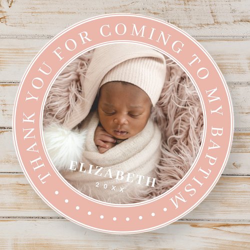 Thank You For Coming To My Baptism Modern Photo Classic Round Sticker