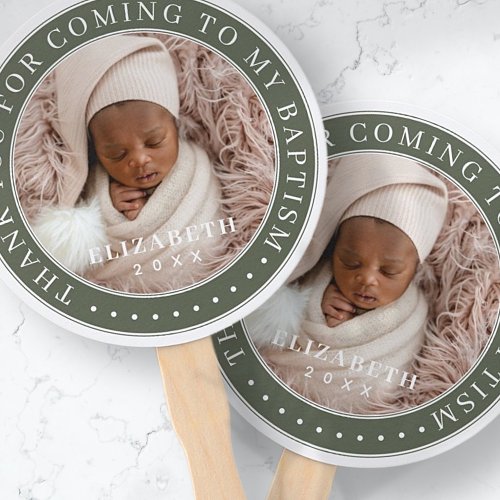 Thank You For Coming To My Baptism Modern Photo Hand Fan