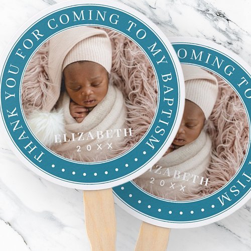 Thank You For Coming To My Baptism Modern Photo Hand Fan