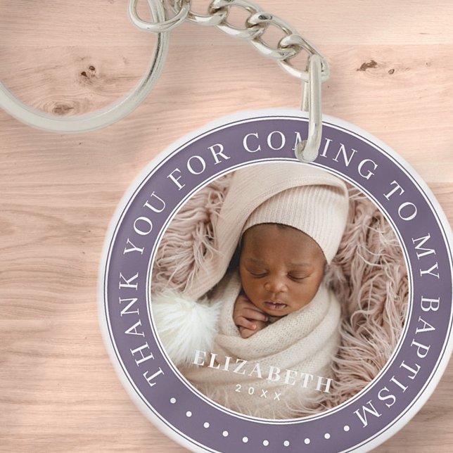 Thank You For Coming To My Baptism Modern Photo Keychain (Creator Uploaded)