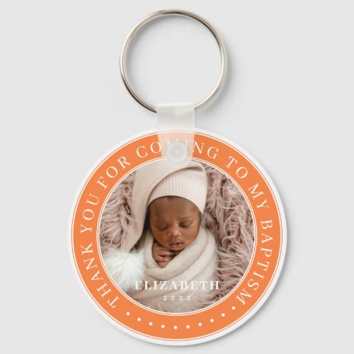 Thank You For Coming To My Baptism Modern Photo Keychain