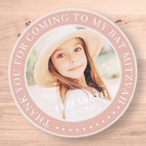 Thank You For Coming To My Bat Mitzvah Photo Classic Round Sticker