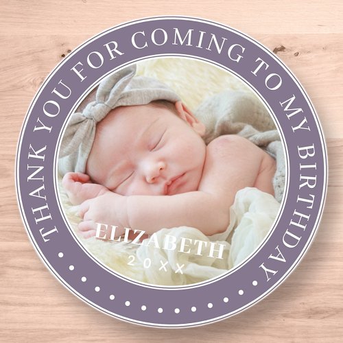 Thank You For Coming To My Birthday Modern Photo Classic Round Sticker