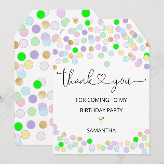 Thank You For Coming To My Birthday Party (Front/Back)
