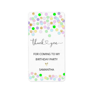 Thank You For Coming To My Birthday Party Label