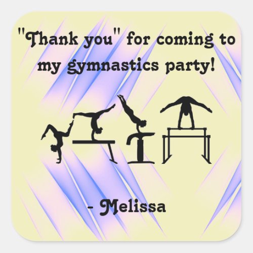 Thank you for coming to my Gymnastics Party Square Sticker