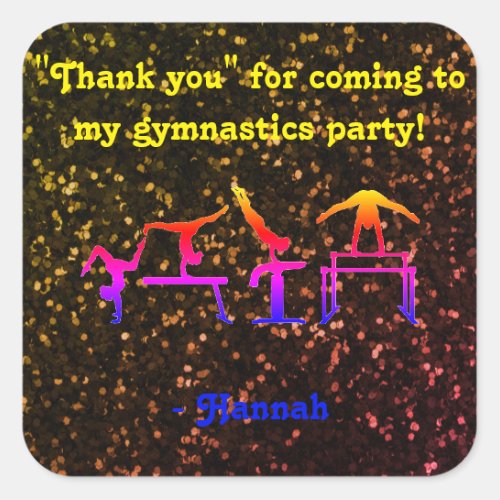 Thank you for coming to my Gymnastics Party Square Sticker