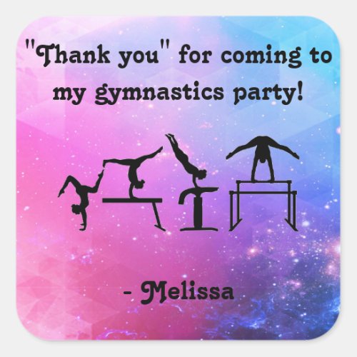 Thank you for coming to my Gymnastics Party Square Sticker