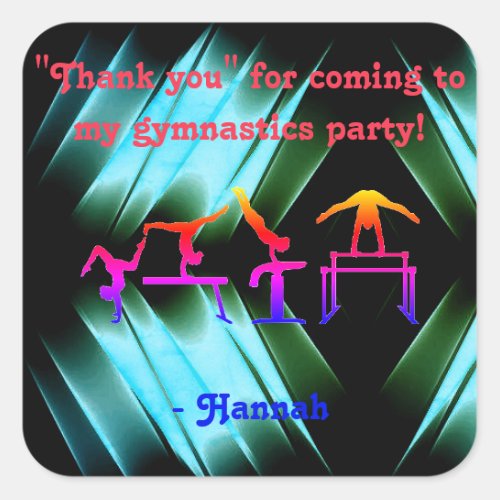 Thank you for coming to my Gymnastics Party Square Sticker