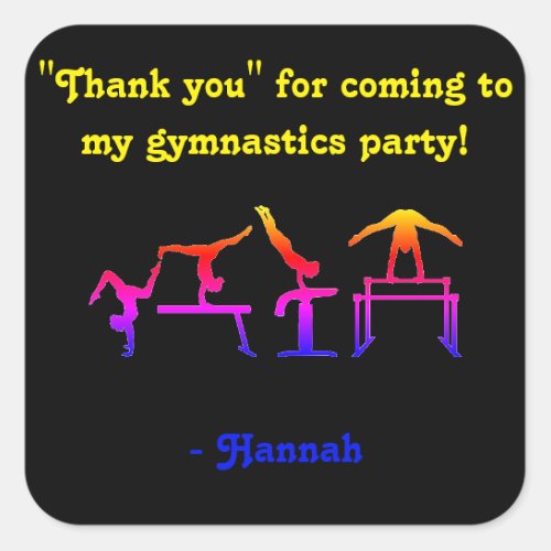 Thank you for coming to my Gymnastics Party Square Sticker