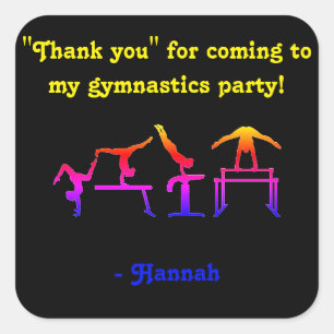 "Thank you" for coming to my Gymnastics Party! Square Sticker