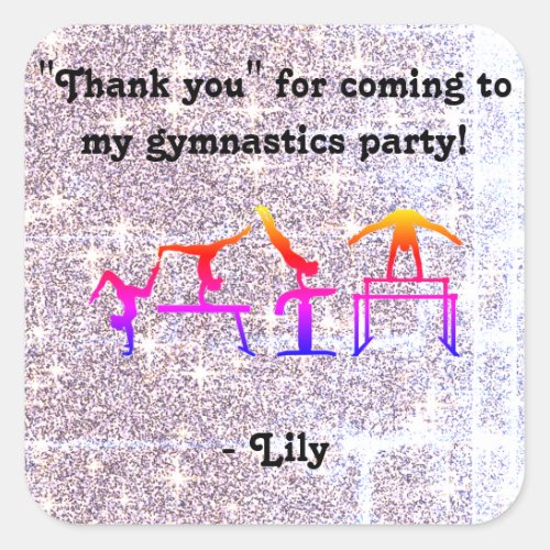 Thank you for coming to my Gymnastics Party Square Sticker