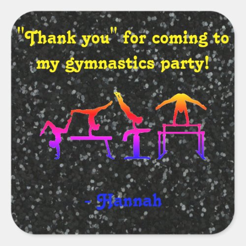 Thank you for coming to my Gymnastics Party Square Sticker