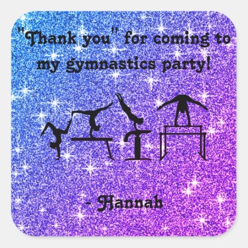 Thank you for coming to my Gymnastics Party Square Sticker