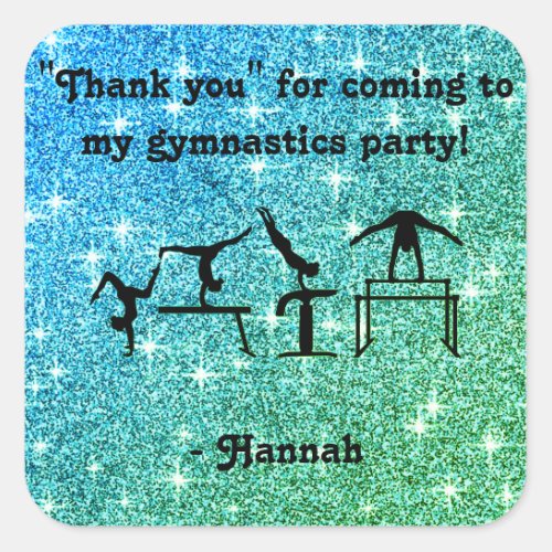 Thank you for coming to my Gymnastics Party Square Sticker