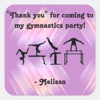 "Thank you" for coming to my Gymnastics Party! Square Sticker