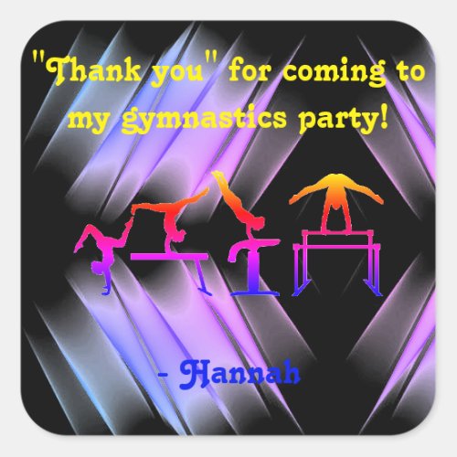 Thank you for coming to my Gymnastics Party Square Sticker